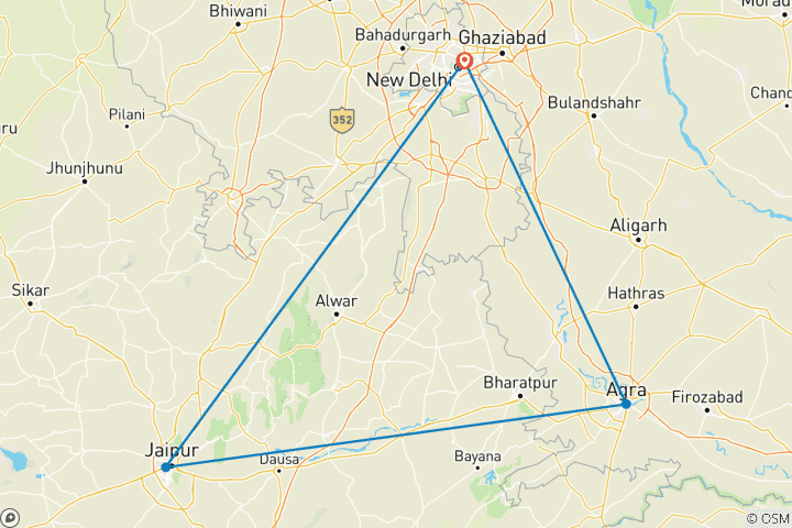 Map of Golden Triangle Tour - 3 Days