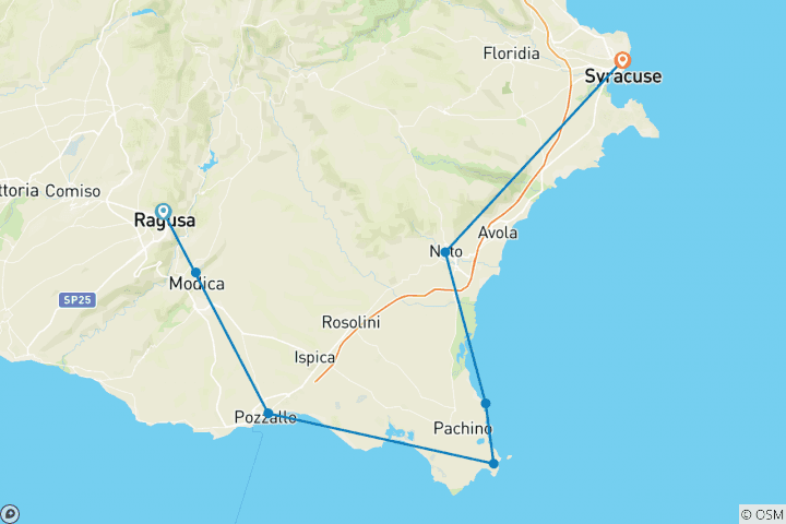 Carte du circuit Cyclisme autoguidé dans la Sicile baroque