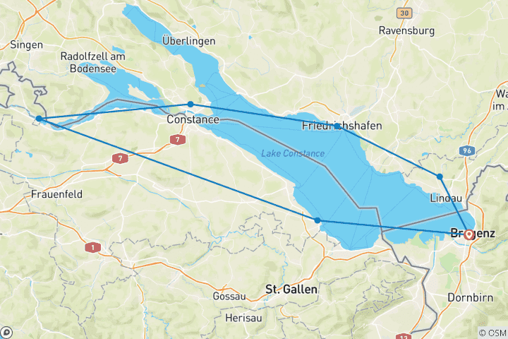 Carte du circuit Les points forts du lac de Constance à vélo