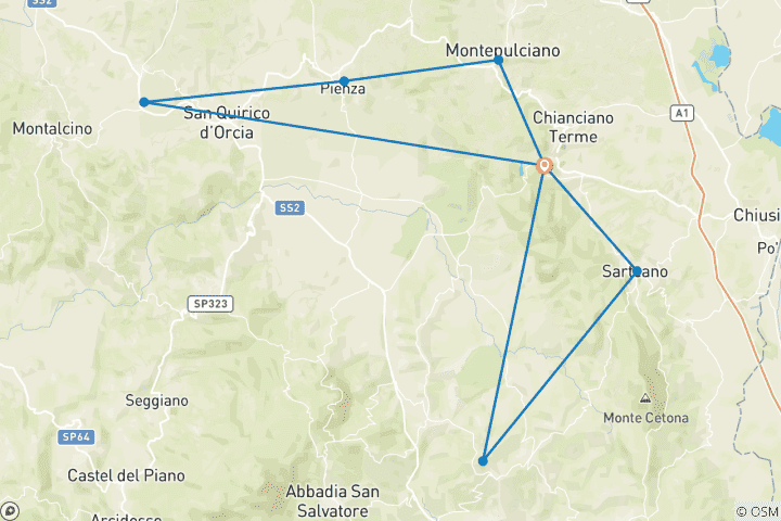 Map of A Taste of Tuscany Cycling