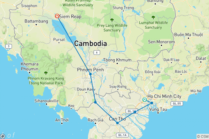 Carte du circuit Nice to Packages Vietnam et Cambodge 10 jours/9nuits