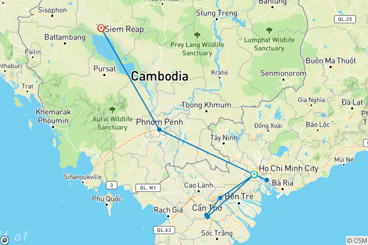 Map of Nice to Packages Vietnam and Cambodia 9days/8nights