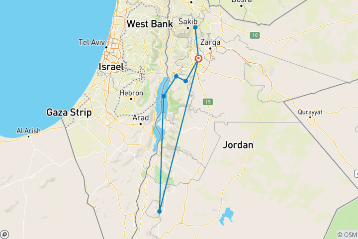 Map of Jordan Jewels - 5 Days (Breakfast & Dinner)