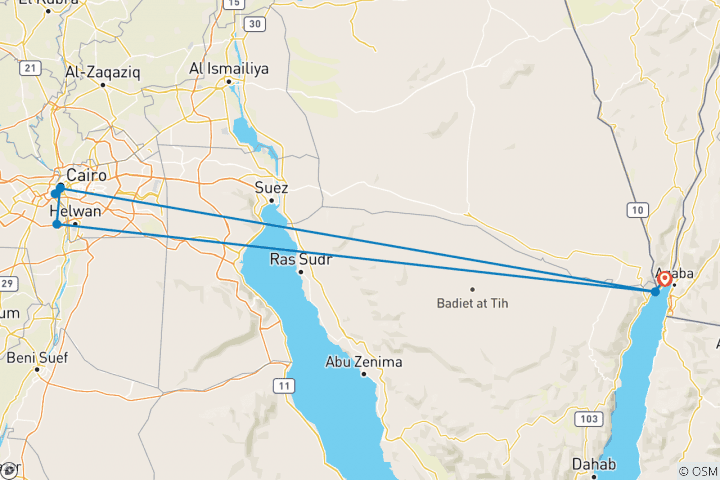 Carte du circuit Le Caire 4 jours