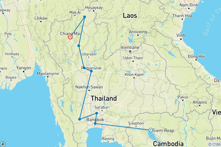 Carte du circuit Expérience de la Thaïlande avec Siem Reap