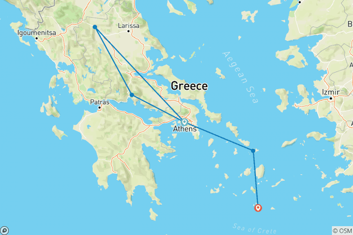 Carte du circuit Explorer la Grèce