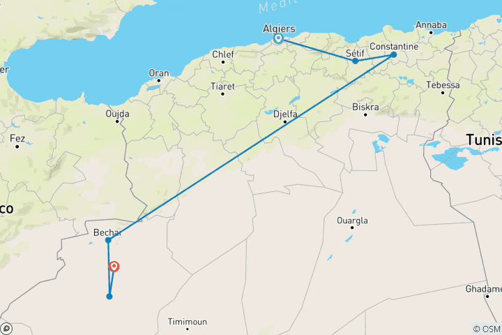 Carte du circuit Secrets d'Algérie