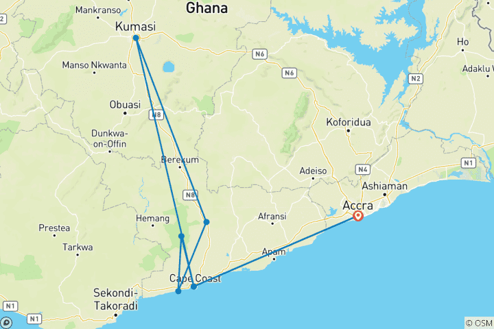 Karte von Bildungsreise durch Ghana (Eine Reise durch Geschichte und Kultur)