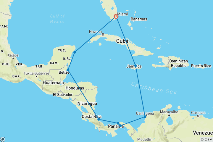 Carte du circuit Croisière pour célibataires sur le canal de Panama