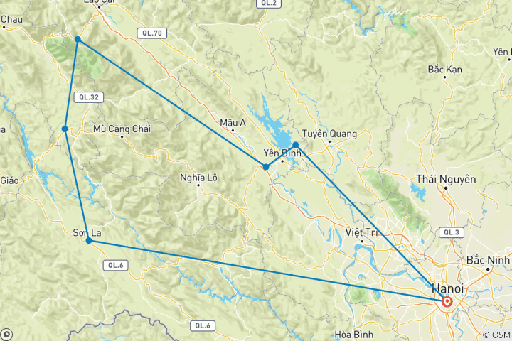 Carte du circuit Best Selling Vietnam Motorbike Tour to Sapa via Mu Cang Chai from Hanoi