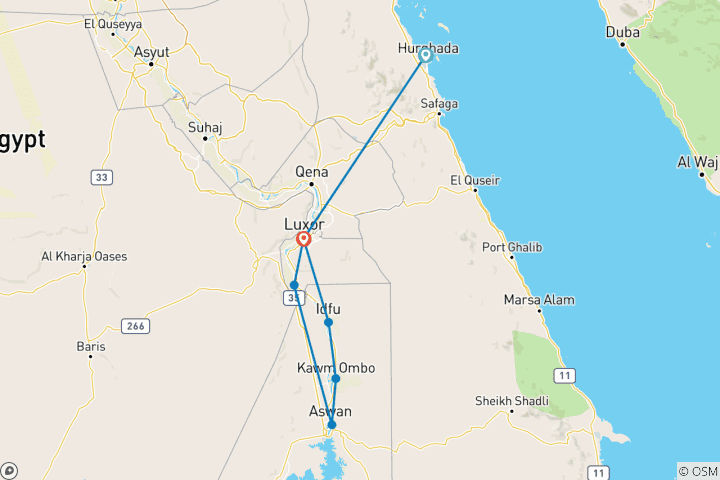 Carte du circuit Circuit de 15 jours en Égypte ancienne - Hurghada et croisière sur le Nil