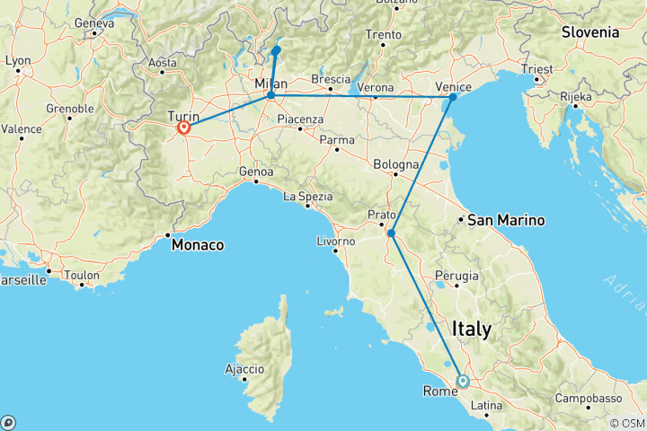 Map of Italy Escape - 10 Days