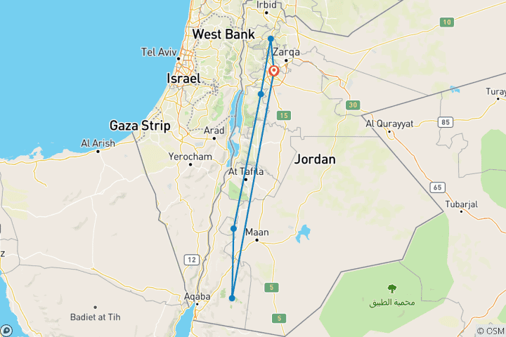 Map of Jordan Discovery Tour