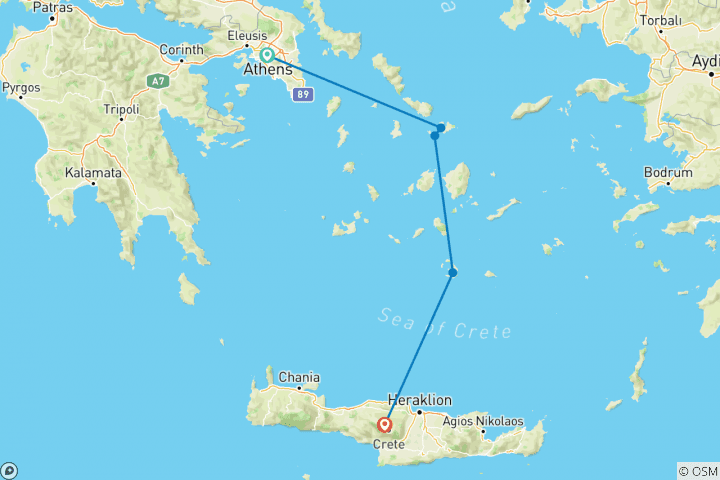 Carte du circuit Rêves d'îles grecques 40's - 50's et 60's Vacances pour célibataires