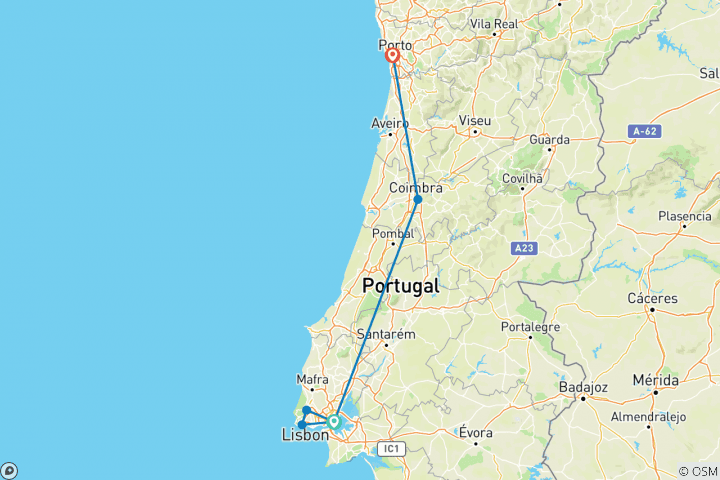 Map of Best of Portugal Singles Vacation