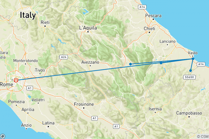 Carte du circuit Pâques italiennes dans les Abruzzes