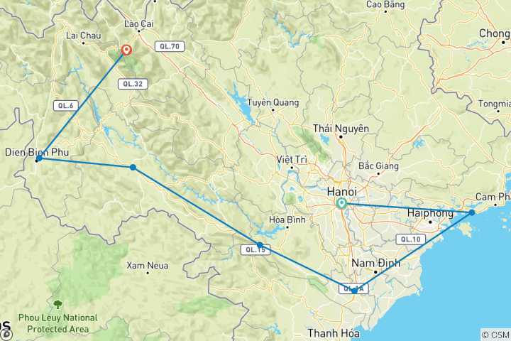 Map of Northwest Vietnam Family Vacation to Halong, Sapa, Mai Chau, Son La, Dien Bien