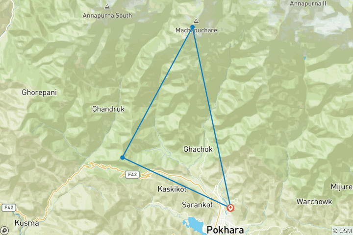 Carte du circuit Mardi Himal Adventure Trek 7 jours