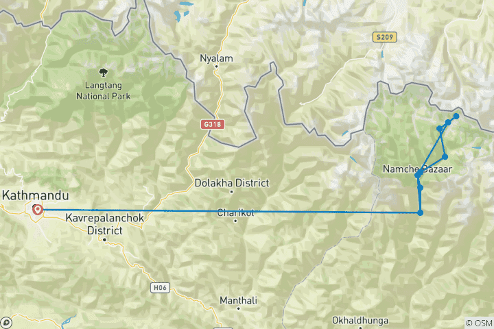 Carte du circuit Grimper les marches du puissant EBC - Trek de 14 jours.