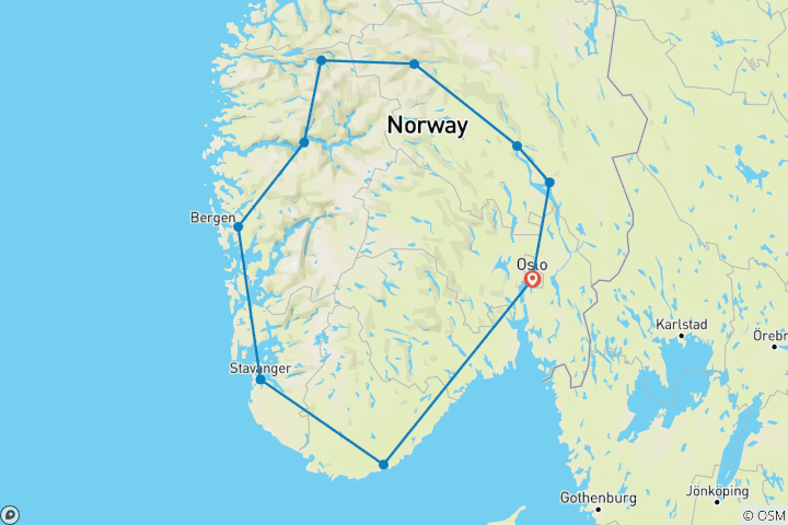 Map of Norwegian Fjords