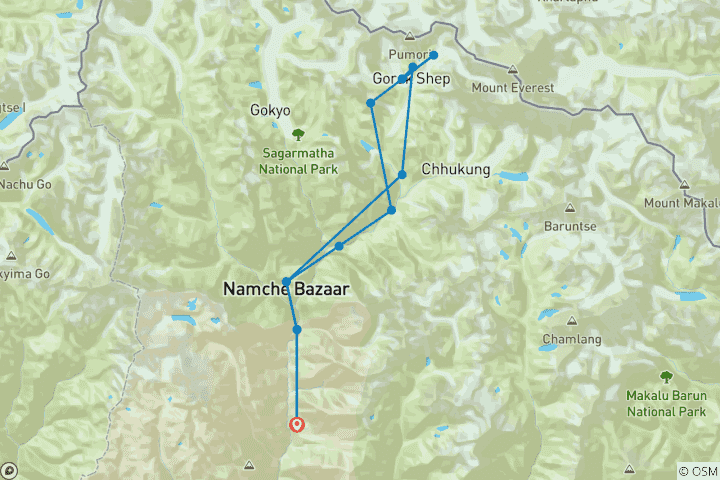 Carte du circuit Trek du camp de base de l'Everest
