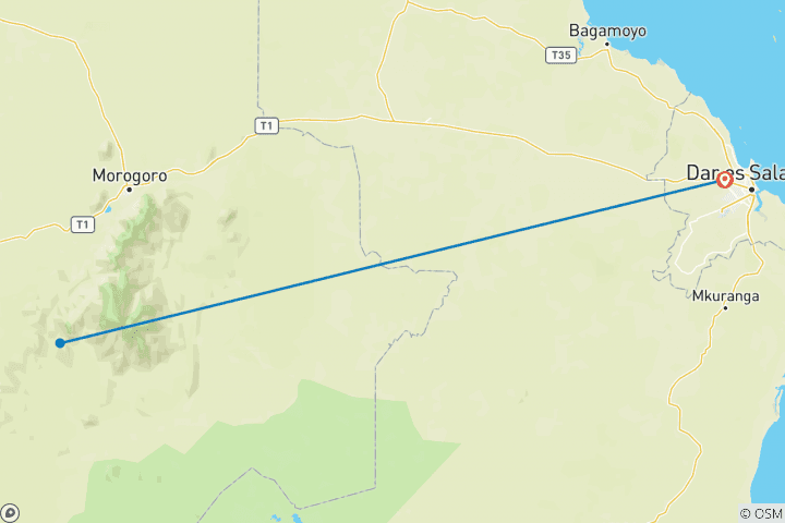 Map of 3 Days - Mikumi National Park