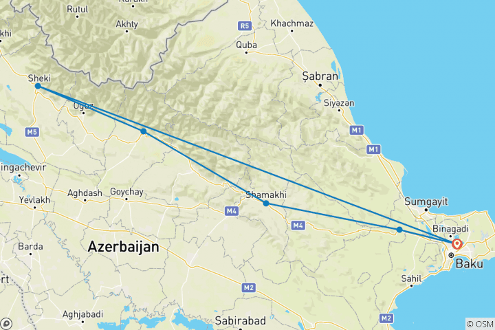 Map of Explore Highlights of Azerbaijan