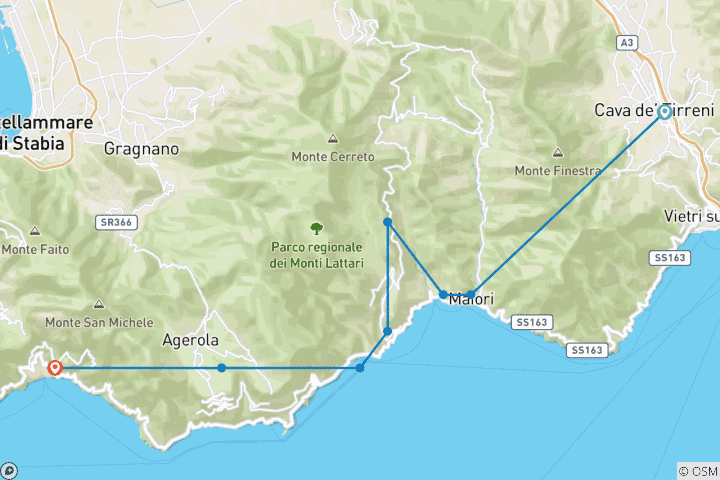 Carte du circuit Trekking sur la côte amalfitaine