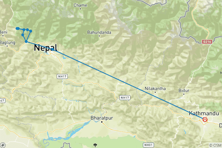 Carte du circuit Trek à Ghorepani Poon Hill