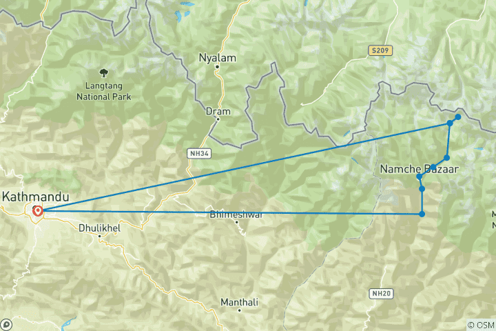 Map of Everest Base Camp Luxury Trek by Heli for 2024