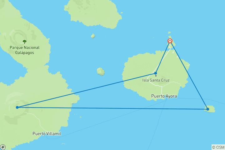 Kaart van 5-daagse Galapagos expeditie