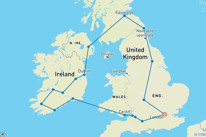 Map of Highlights of Britain & Ireland