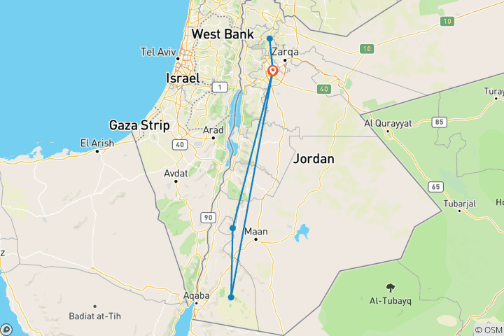 Map of Jordan Experience (6 Days)