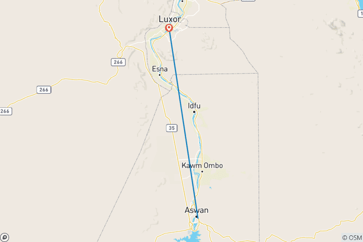 Map of 4 Day Nile Cruise To Luxor & Abu Simbel with Hot Air Balloon Ride