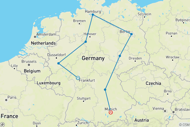 Carte du circuit Les points forts de l'Allemagne 2025