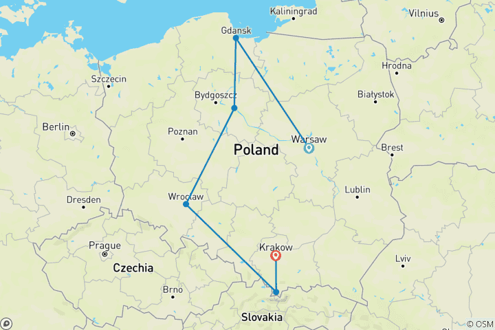 Map of Best of Poland (End End Krakow, 11 Days)