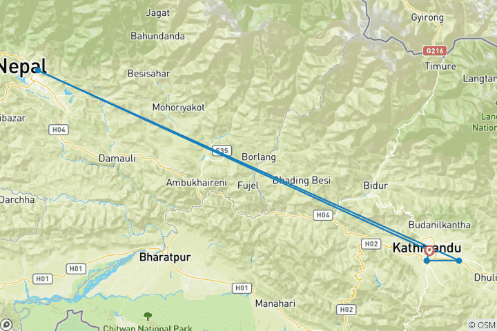 Map of City of Temples to the Lap of Annapurna