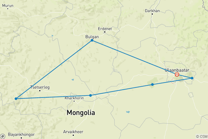 Kaart van Essentie Van Mongolië - 4 Dagen