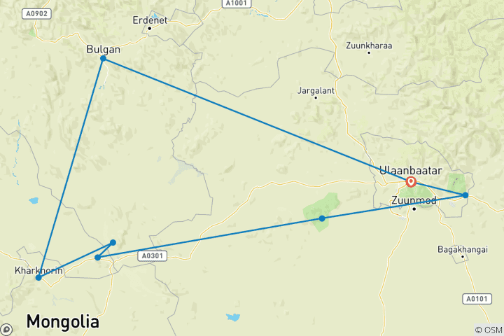 Map of Essence of Mongolia - 5 Days