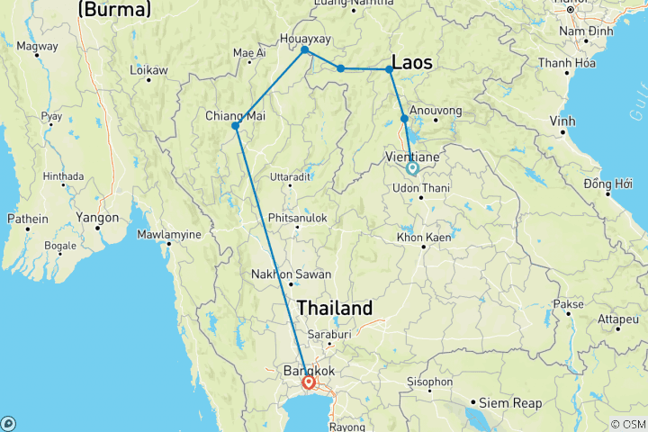 Map of Laos to Northern Thailand: Treks & Trails