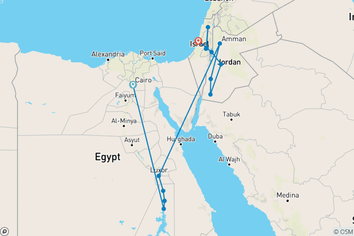 Carte du circuit Circuit épique de 14 jours en Égypte, Jordanie et Israël