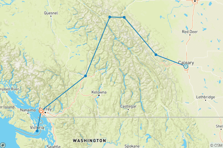 Map of Western Canada by Rail