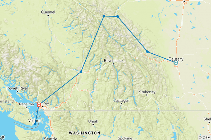 Map of Western Canada by Rail