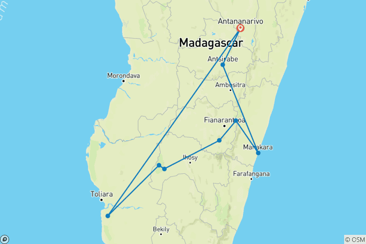 Carte du circuit La destination Sud découverte en kaléidoscope