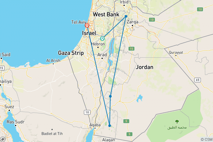 Carte du circuit Israël et Jordanie : Sites antiques et nuits épiques