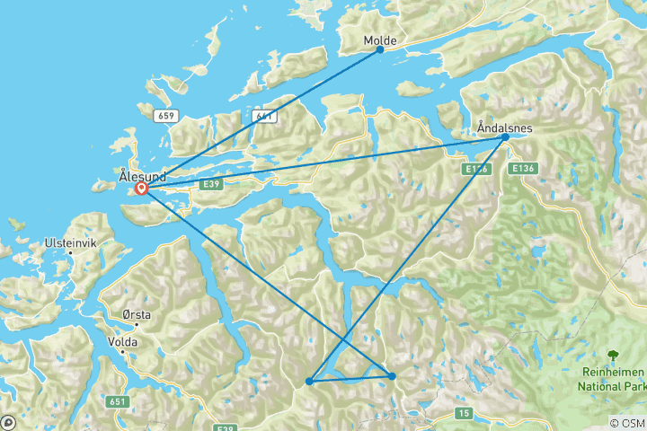 Map of Visit Fjords in Golden Autumn