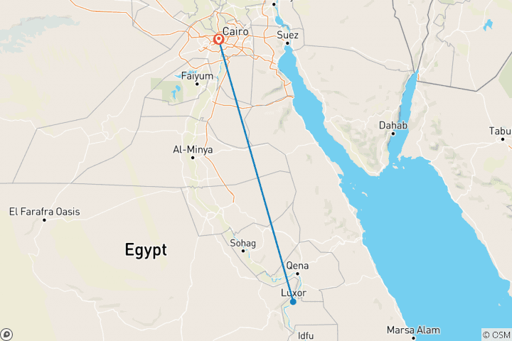 Carte du circuit Circuit de 4 jours au Caire et à Louxor