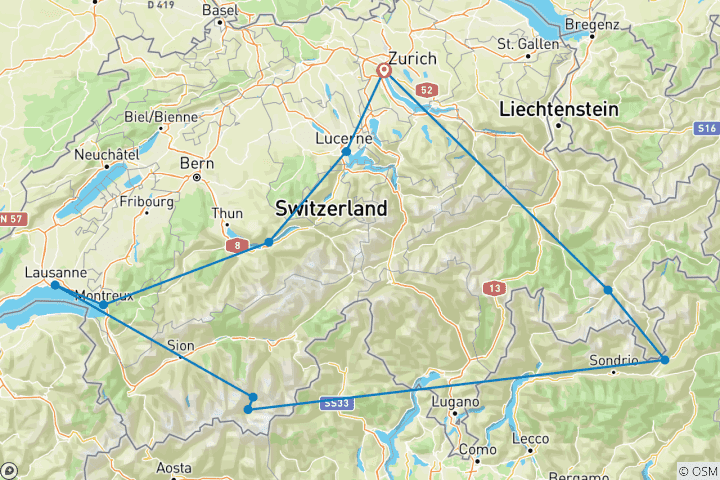 Map of Scenic Switzerland by Train