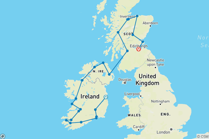 Map of Highlights of Ireland & Scotland