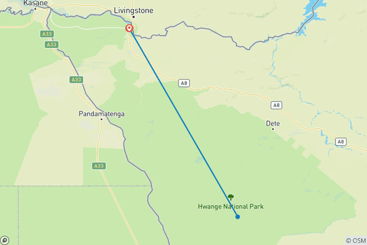 Map of Victoria Falls Hwange And Chobe